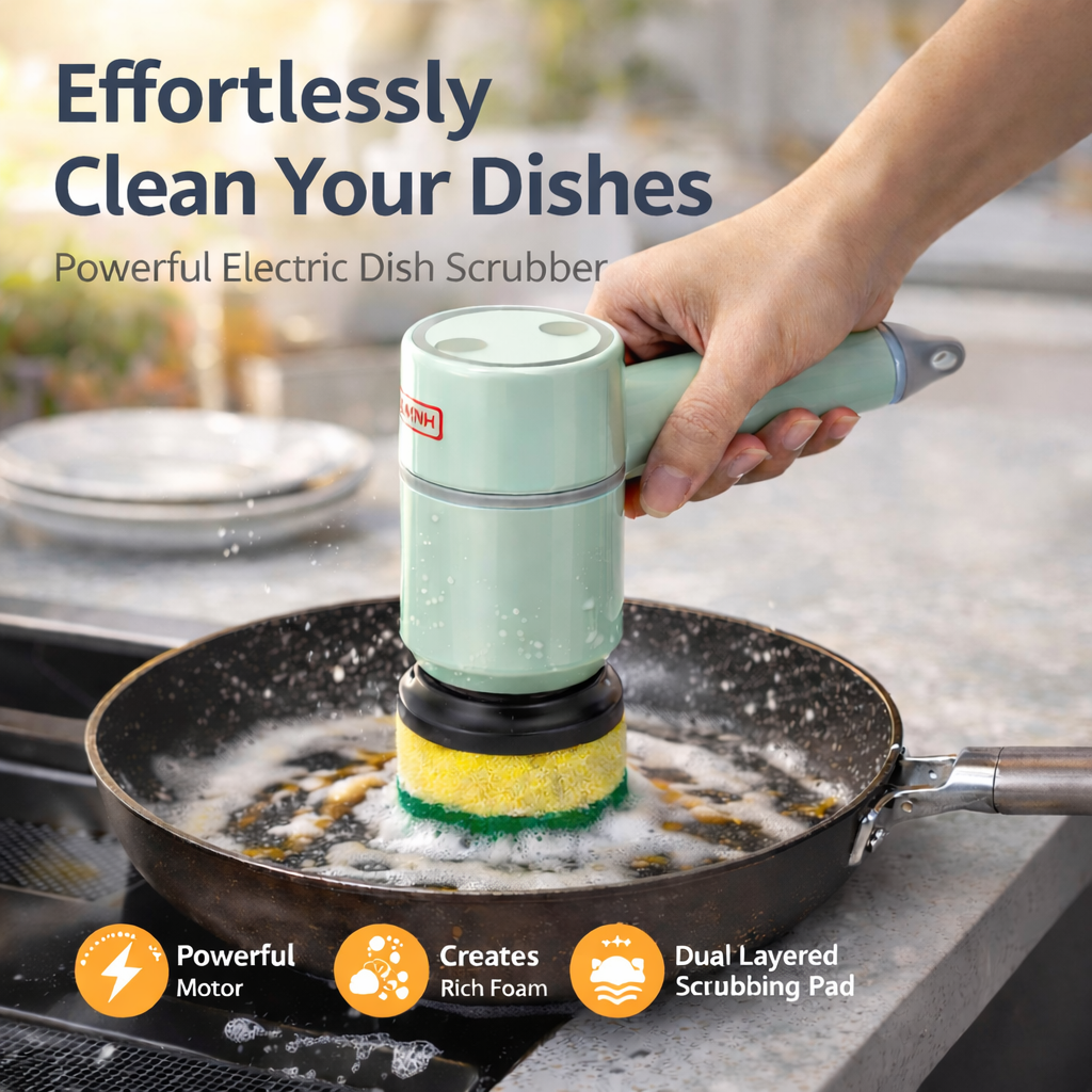 Electric Dishwashing scrubber, USB Rechargeable Cordless Kitchen Scrubber